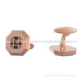 Rose-gold Crystal Cufflinks for Men, CNC Clear Crystals, Your Own Brand and Logo are Accepted